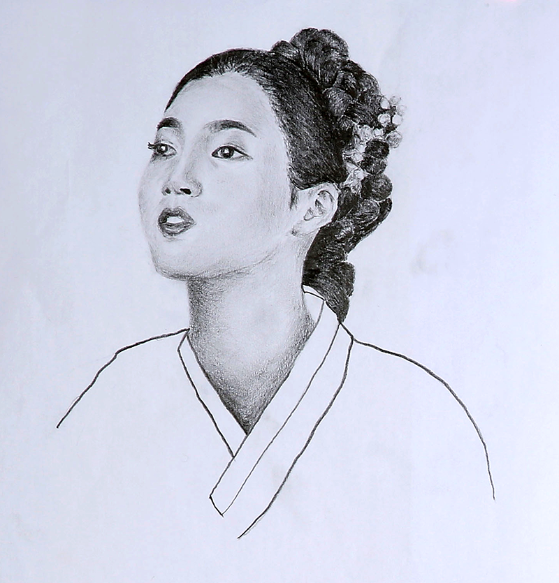 Pencil drawing Korean beauty